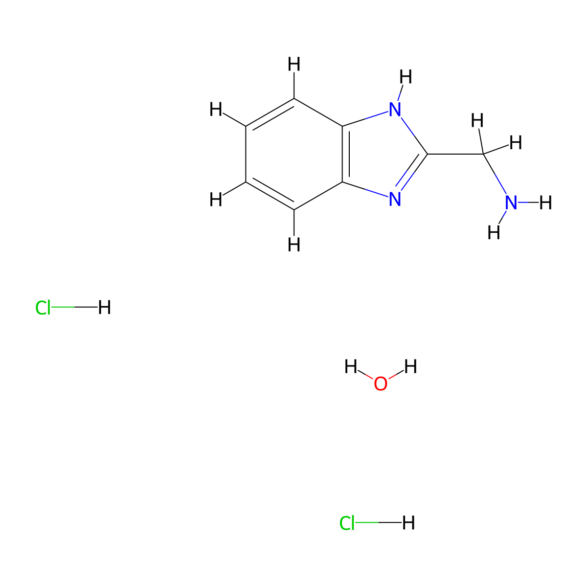 Benzimidazol-2-ylmethylamine dihydrochloride hydrate molecular structure, CAS 5993-91-9