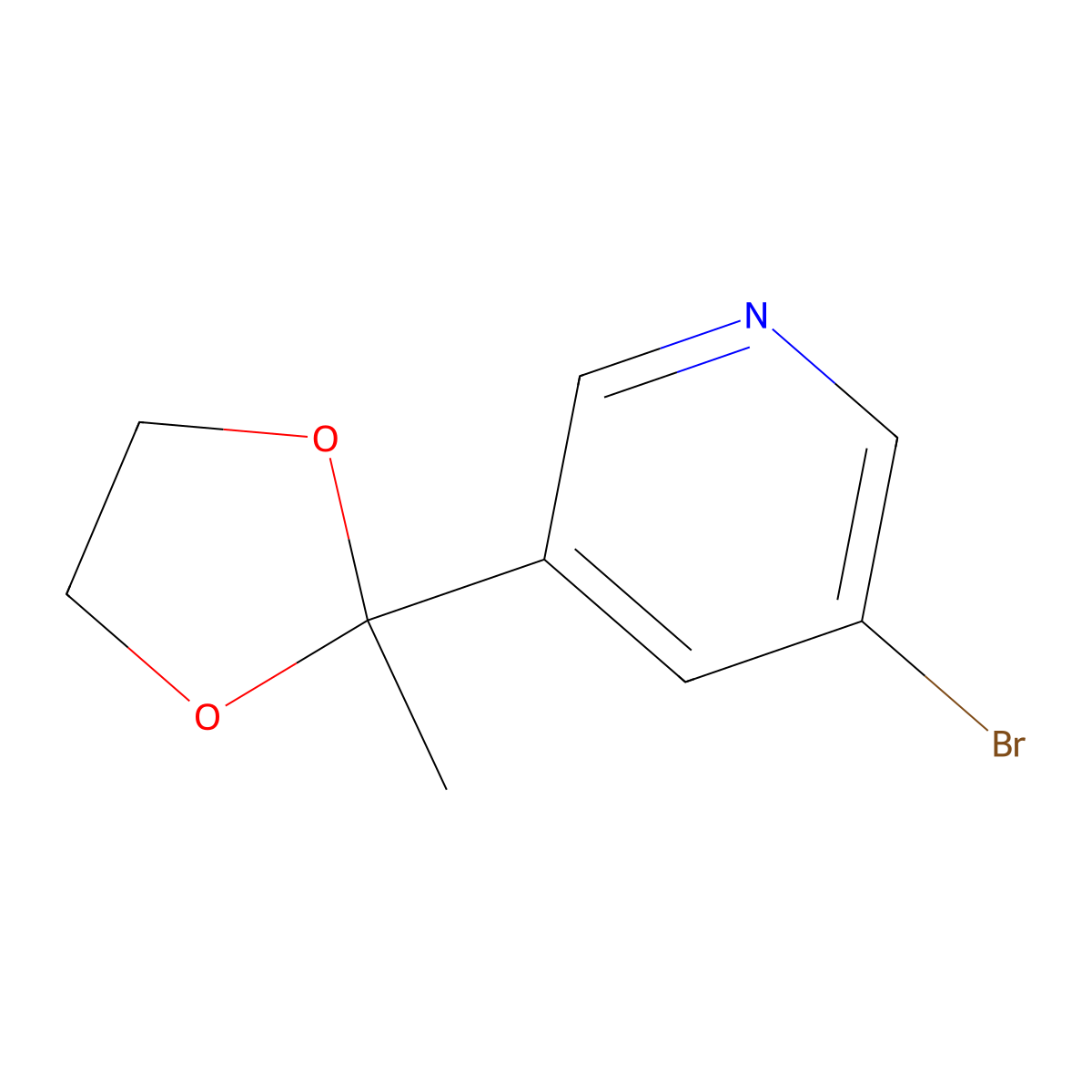 3-Bromo-5-(2-methyl-1,3-dioxolan-2-yl)pyridine molecular structure, CAS 59936-01-5