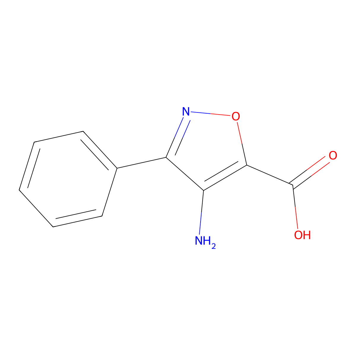 4-Amino-3-phenylisoxazole-5-carboxylic acid molecular structure, CAS 5994-00-3