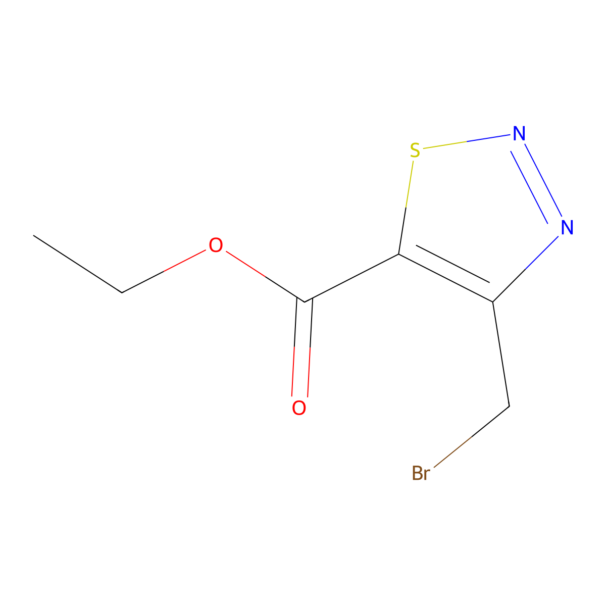 Ethyl 4-(bromomethyl)-1,2,3-thiadiazole-5-carboxylate molecular structure, CAS 59944-59-1