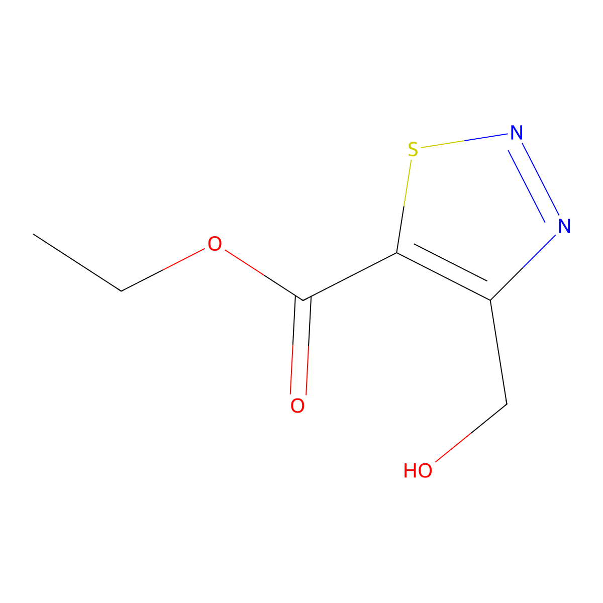 Ethyl 4-(hydroxymethyl)-1,2,3-thiadiazole-5-carboxylate molecular structure, CAS 59944-62-6