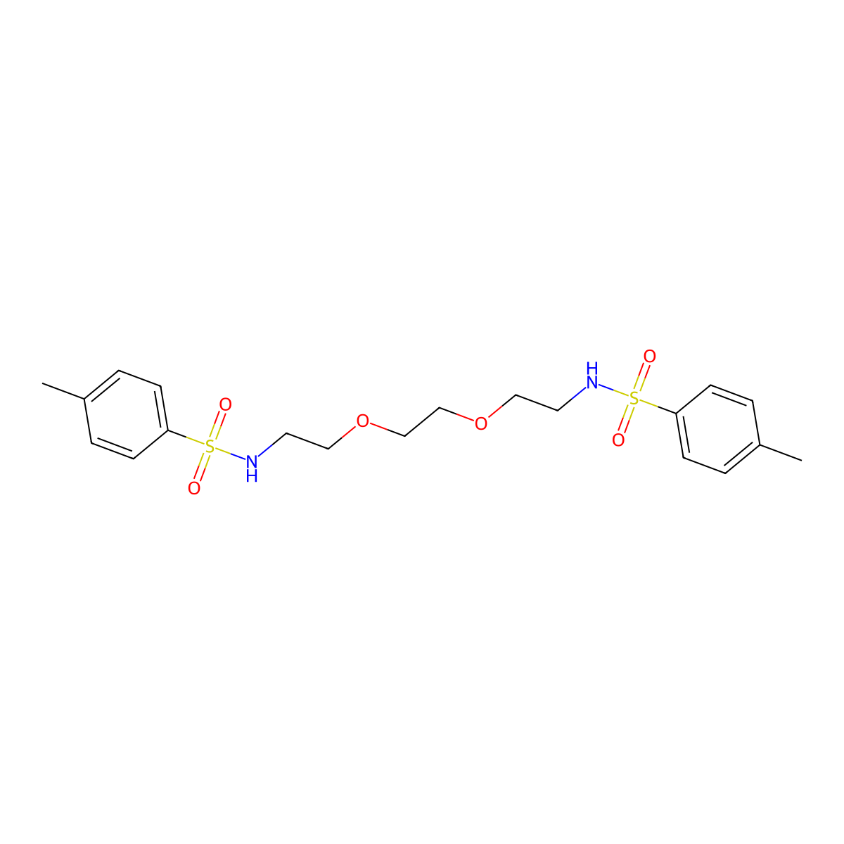 N,N'-((Ethane-1,2-diylbis(oxy))bis(ethane-2,1-diyl))bis(4-methylbenzenesulfonamide) molecular structure, CAS 59945-35-6