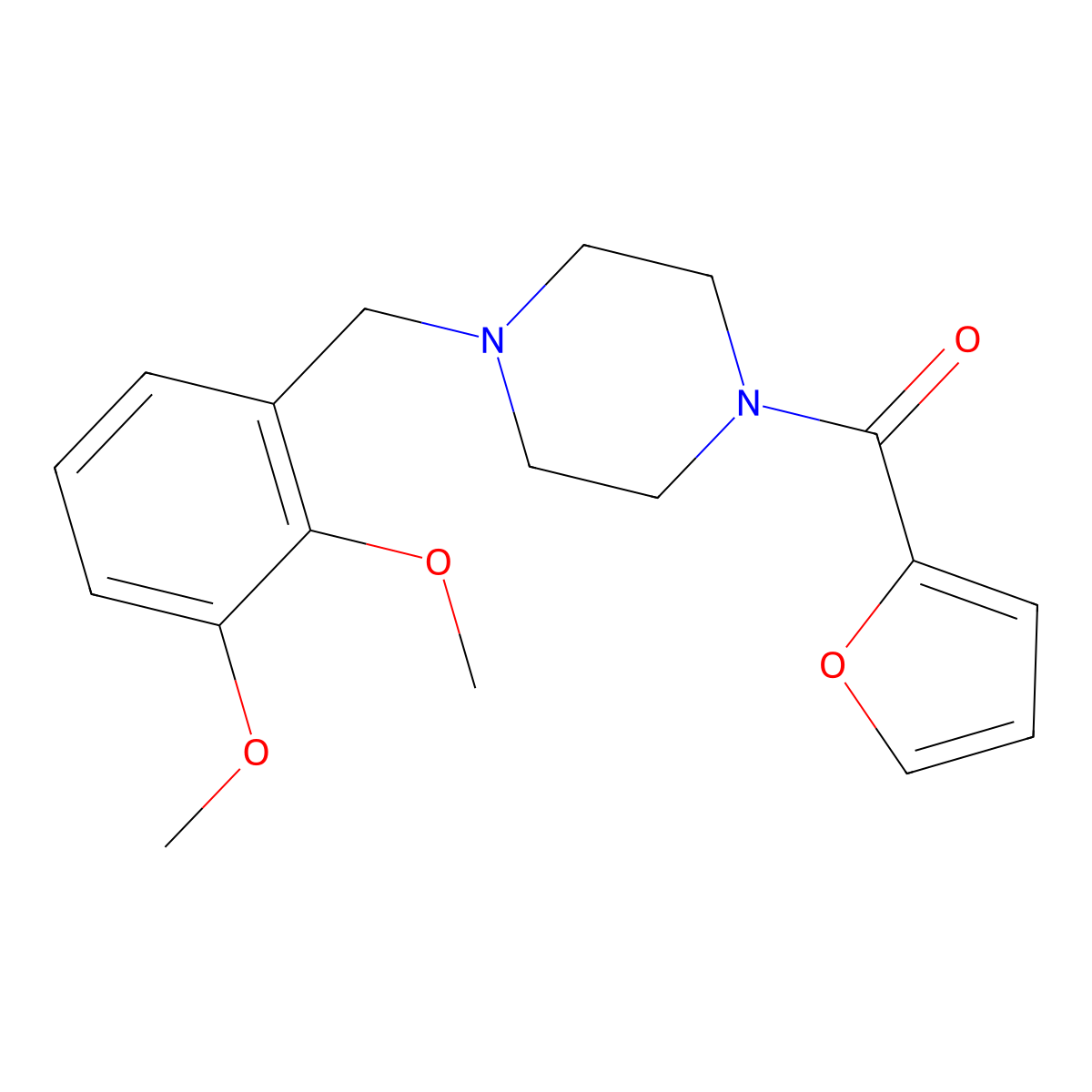 {4-[(2,3-Dimethoxyphenyl)methyl]piperazin-1-yl}(furan-2-yl)methanone molecular structure, CAS 5995-12-0