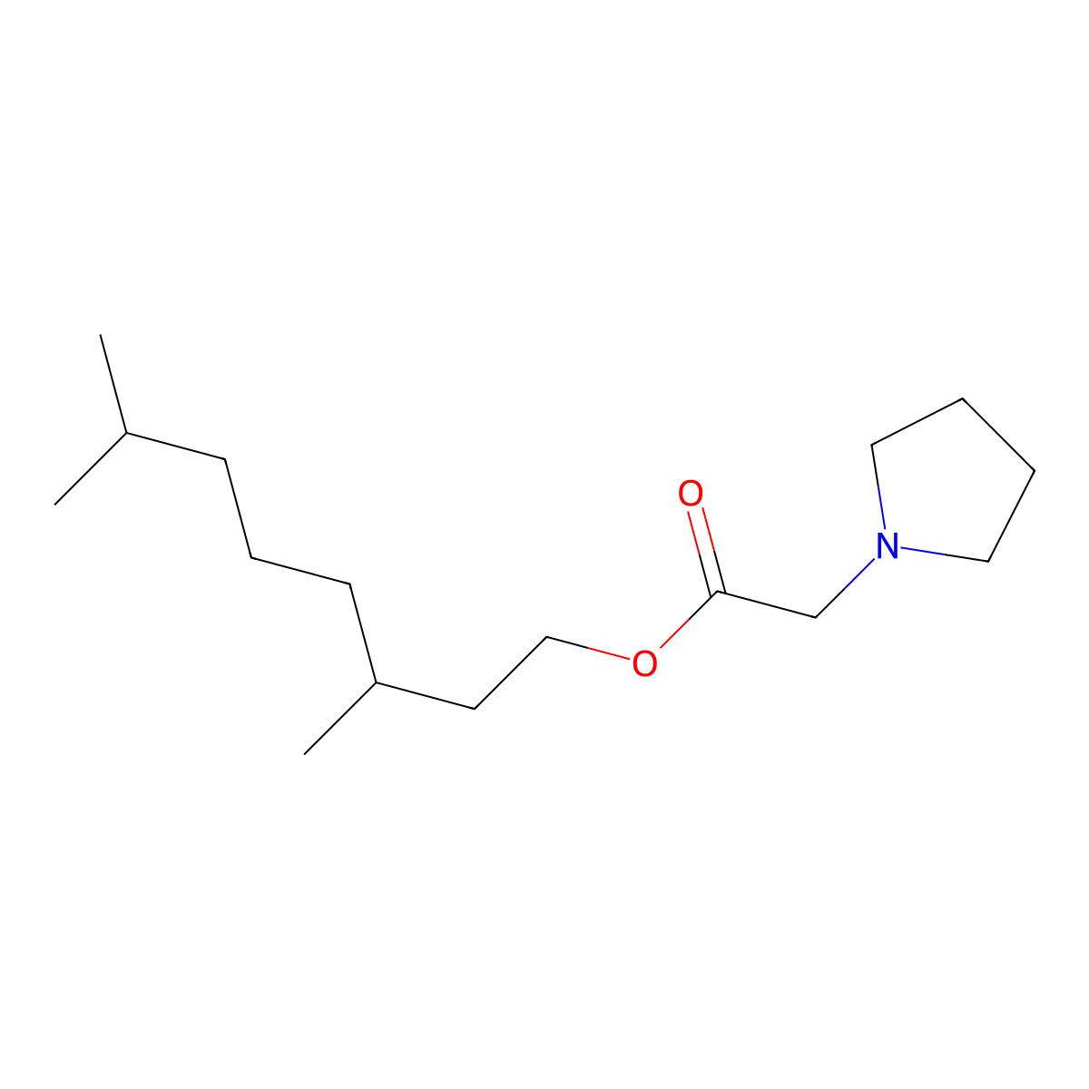 3,7-Dimethyloctyl 2-pyrrolidin-1-ylacetate molecular structure, CAS 5995-61-9
