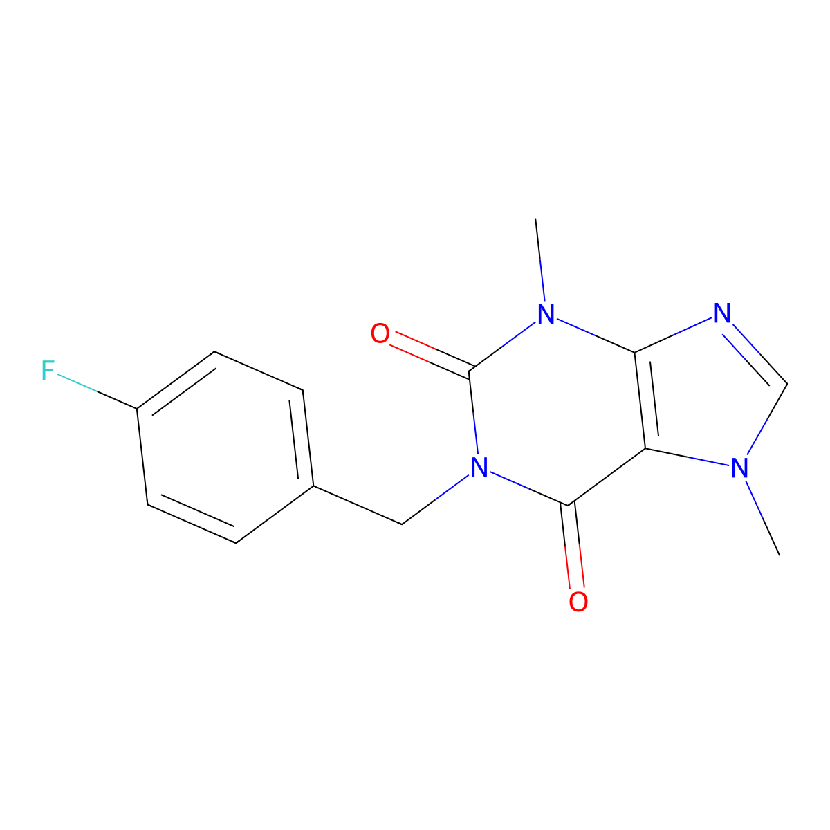 1-(4-fluorobenzyl)-3,7-dimethyl-3,7-dihydro-1H-purine-2,6-dione molecular structure, CAS 5995-95-9