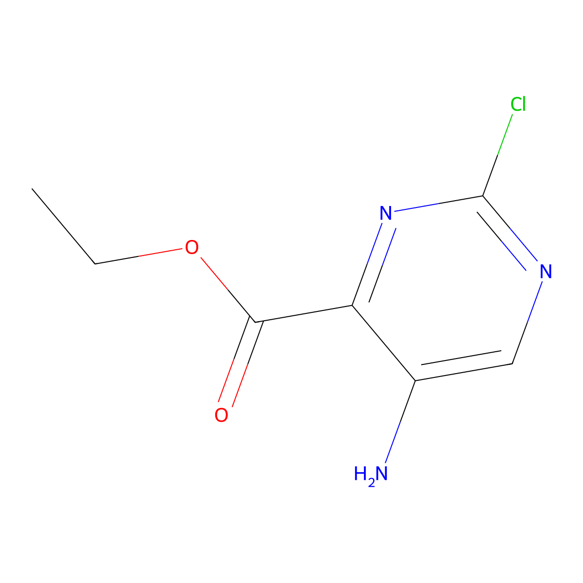 Ethyl 5-amino-2-chloropyrimidine-4-carboxylate molecular structure, CAS 59950-50-4