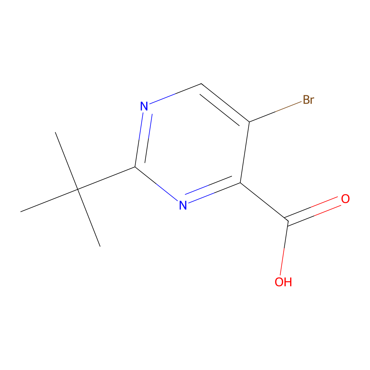5-Bromo-2-(tert-butyl)pyrimidine-4-carboxylic acid molecular structure, CAS 59950-52-6