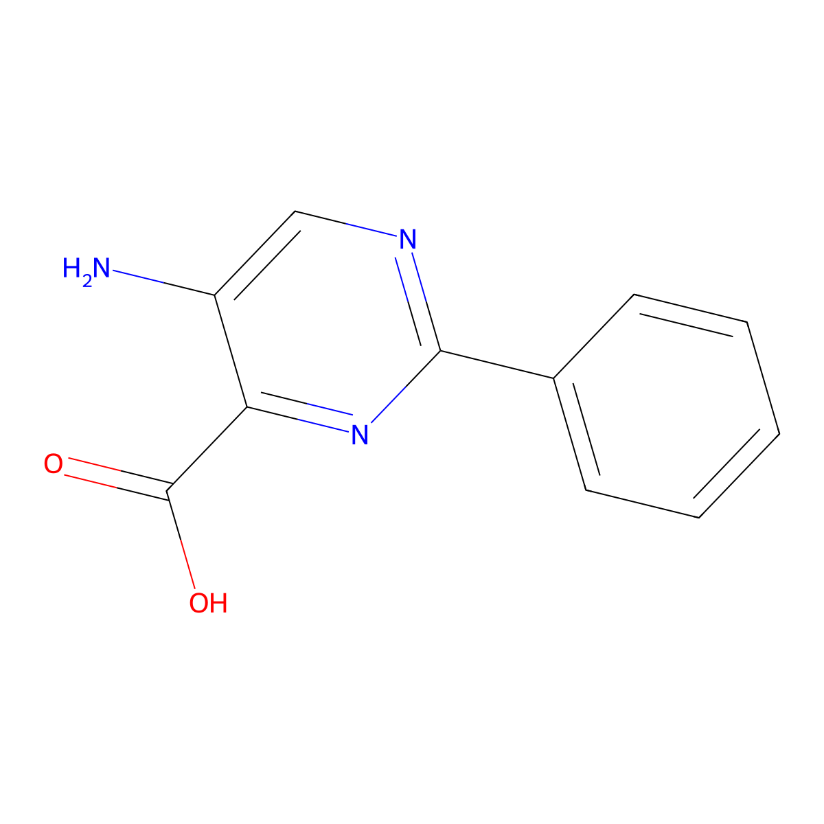 5-Amino-2-phenylpyrimidine-4-carboxylic acid molecular structure, CAS 59950-57-1