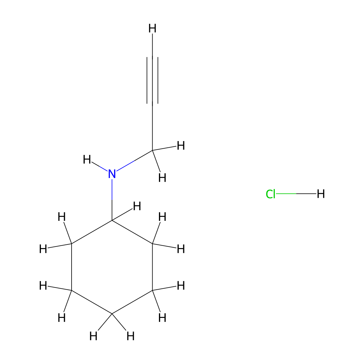 N-(prop-2-yn-1-yl)cyclohexanamine hydrochloride molecular structure, CAS 59950-72-0