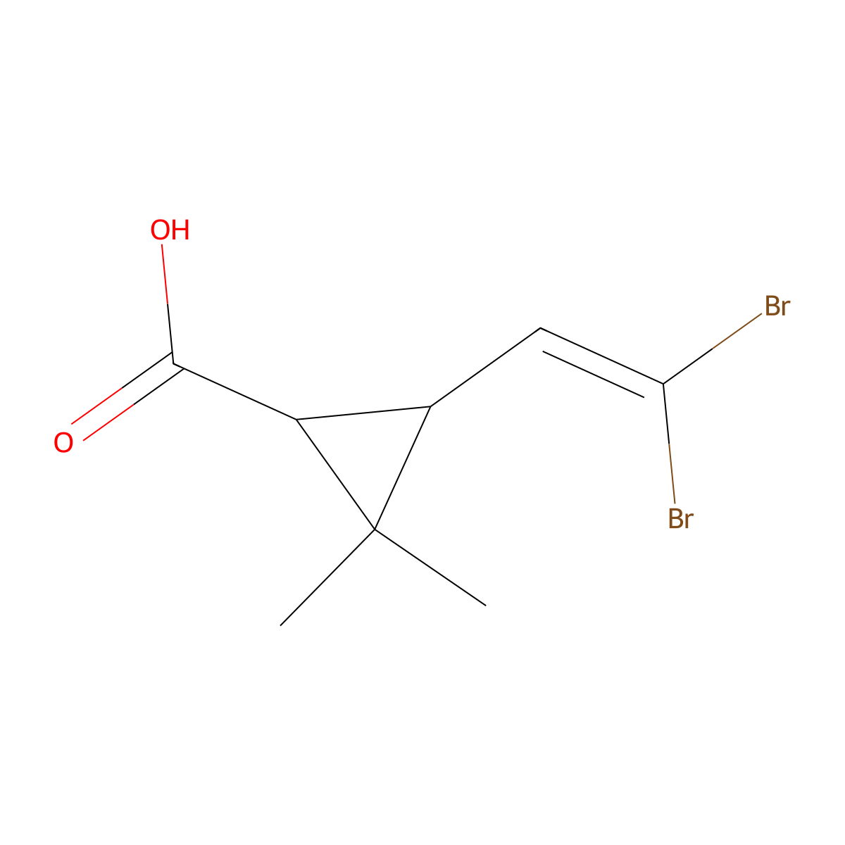 3-(2,2-Dibromovinyl)-2,2-dimethylcyclopropane-1-carboxylic acid molecular structure, CAS 59952-39-5