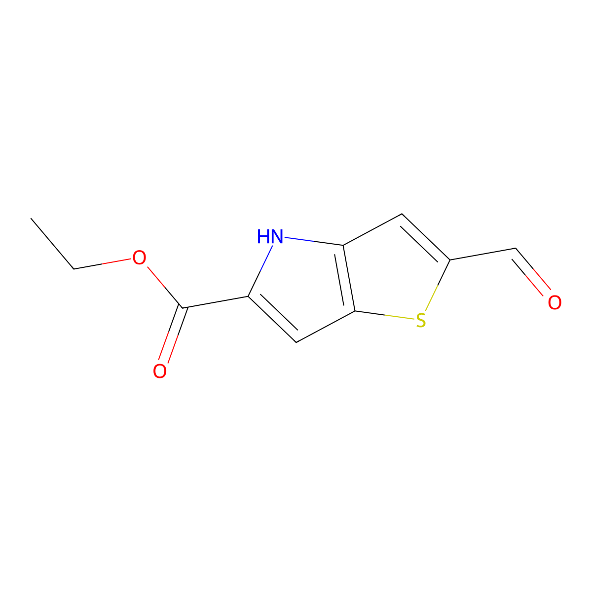 ethyl 2-formyl-4H-thieno[3,2-b]pyrrole-5-carboxylate molecular structure, CAS 59958-27-9