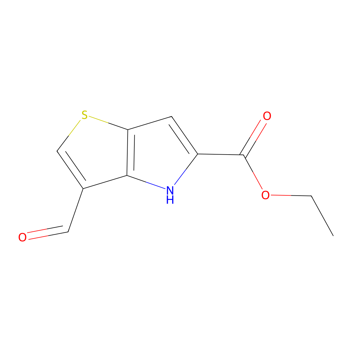 Ethyl 3-formyl-4H-thieno[3,2-b]pyrrole-5-carboxylate molecular structure, CAS 59958-28-0
