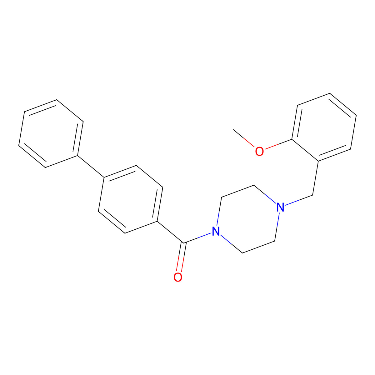 Biphenyl-4-yl[4-(2-methoxybenzyl)piperazin-1-yl]methanone molecular structure, CAS 5996-08-7