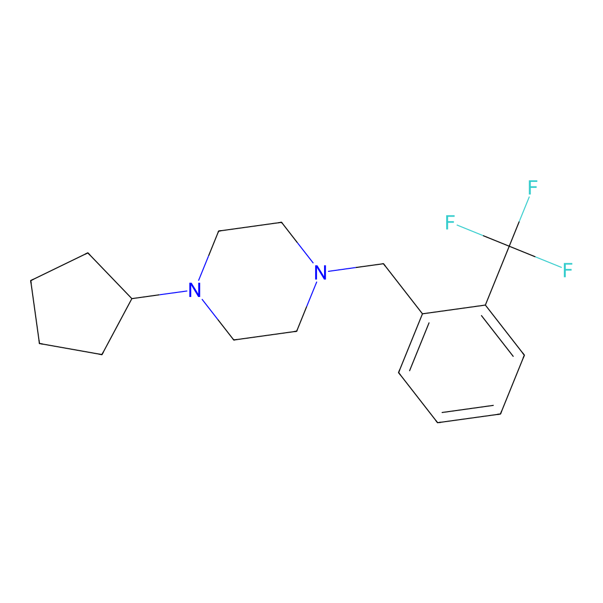 1-Cyclopentyl-4-[2-(trifluoromethyl)benzyl]piperazine molecular structure, CAS 5996-72-5