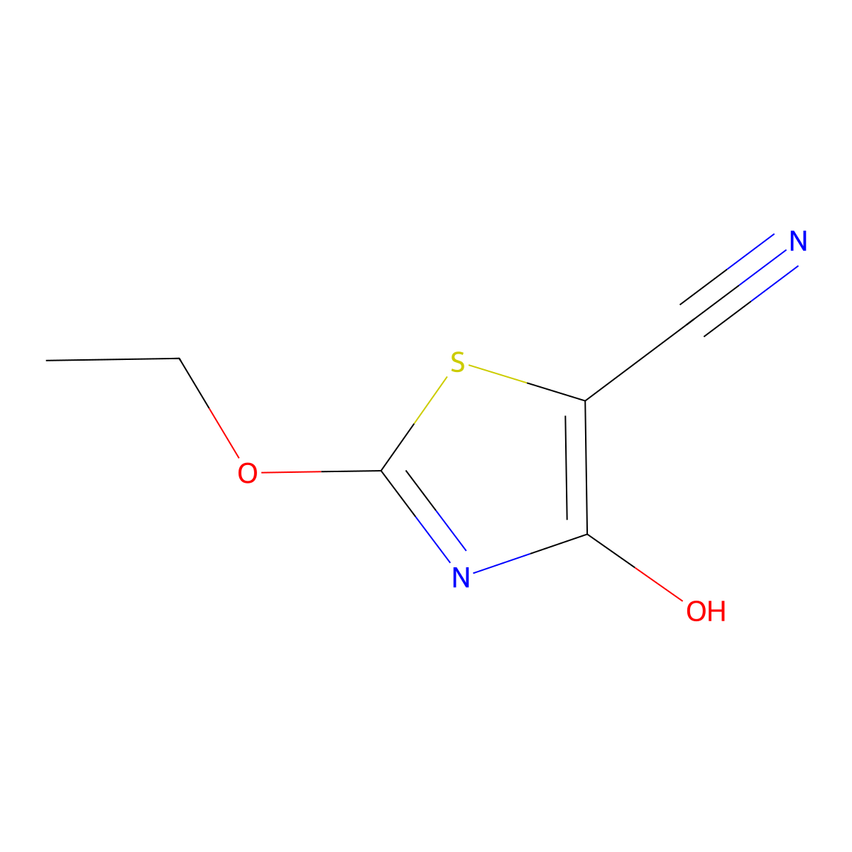 2-Ethoxy-4-hydroxythiazole-5-carbonitrile molecular structure, CAS 59965-53-6