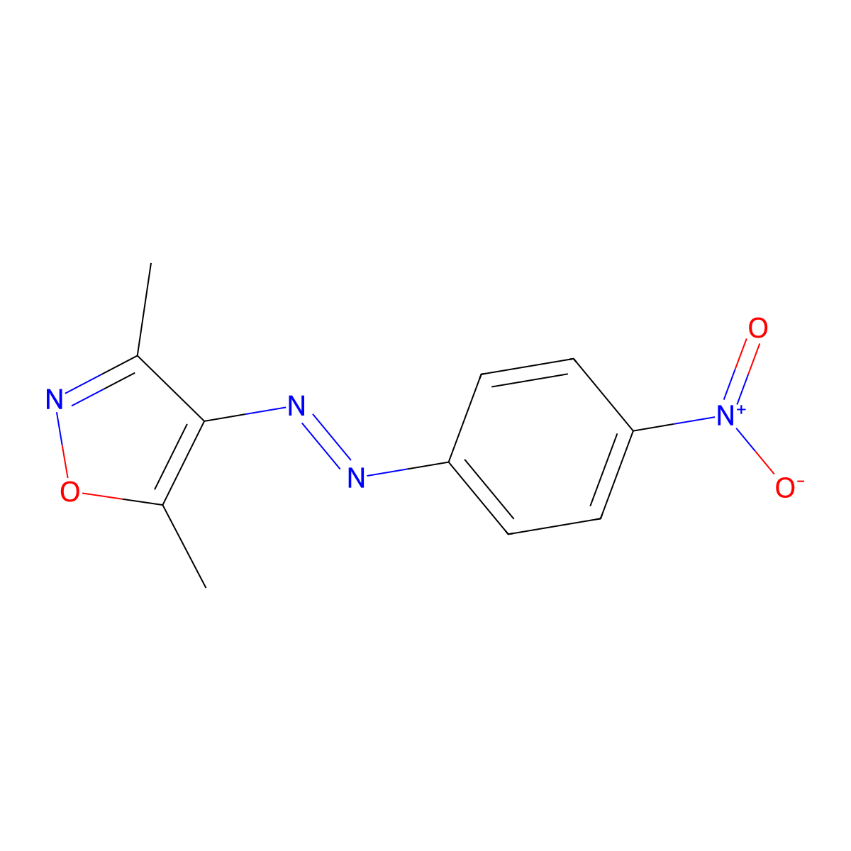 3,5-dimethyl-4-[(E)-(4-nitrophenyl)diazenyl]-1,2-oxazole molecular structure, CAS 59972-38-2