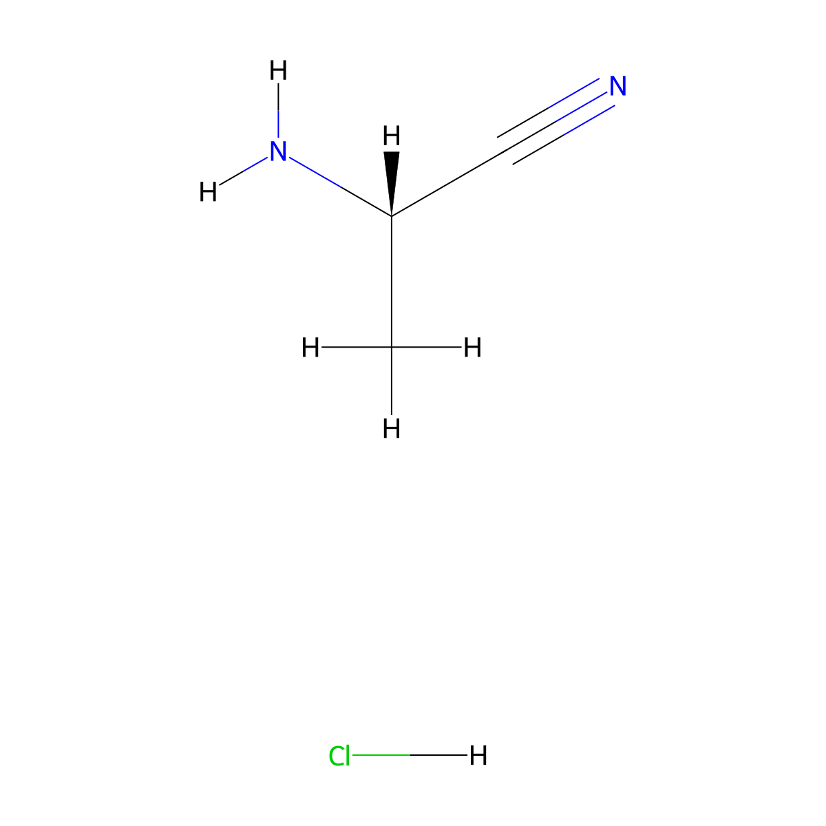 (2S)-2-aminopropanenitrile hydrochloride molecular structure, CAS 59981-03-2