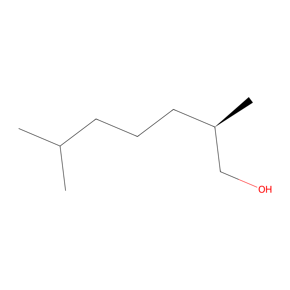 (2R)-2,6-dimethylheptan-1-ol molecular structure, CAS 59983-44-7