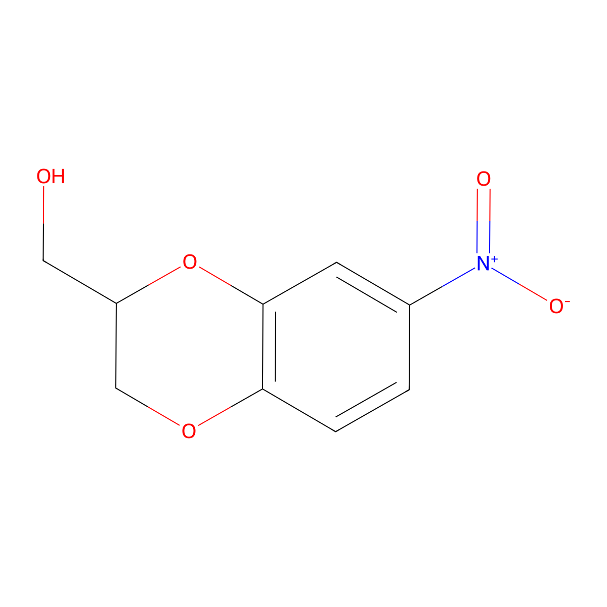 (7-Nitro-2,3-dihydro-1,4-benzodioxin-2-yl)methanol molecular structure, CAS 59987-31-4