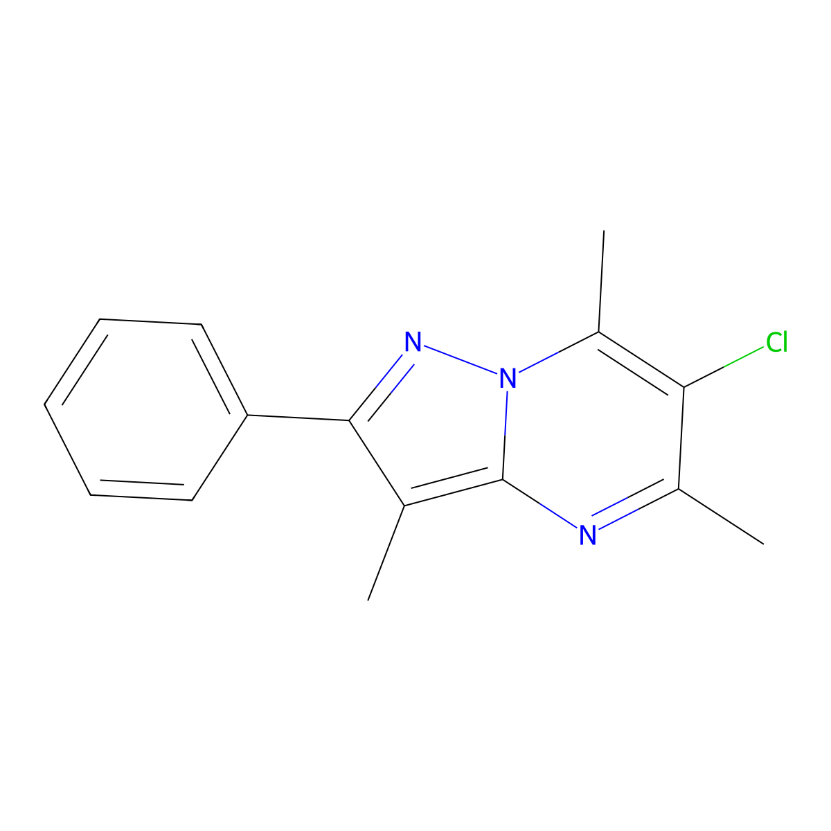 6-Chloro-3,5,7-trimethyl-2-phenylpyrazolo[1,5-a]pyrimidine molecular structure, CAS 5999-51-9