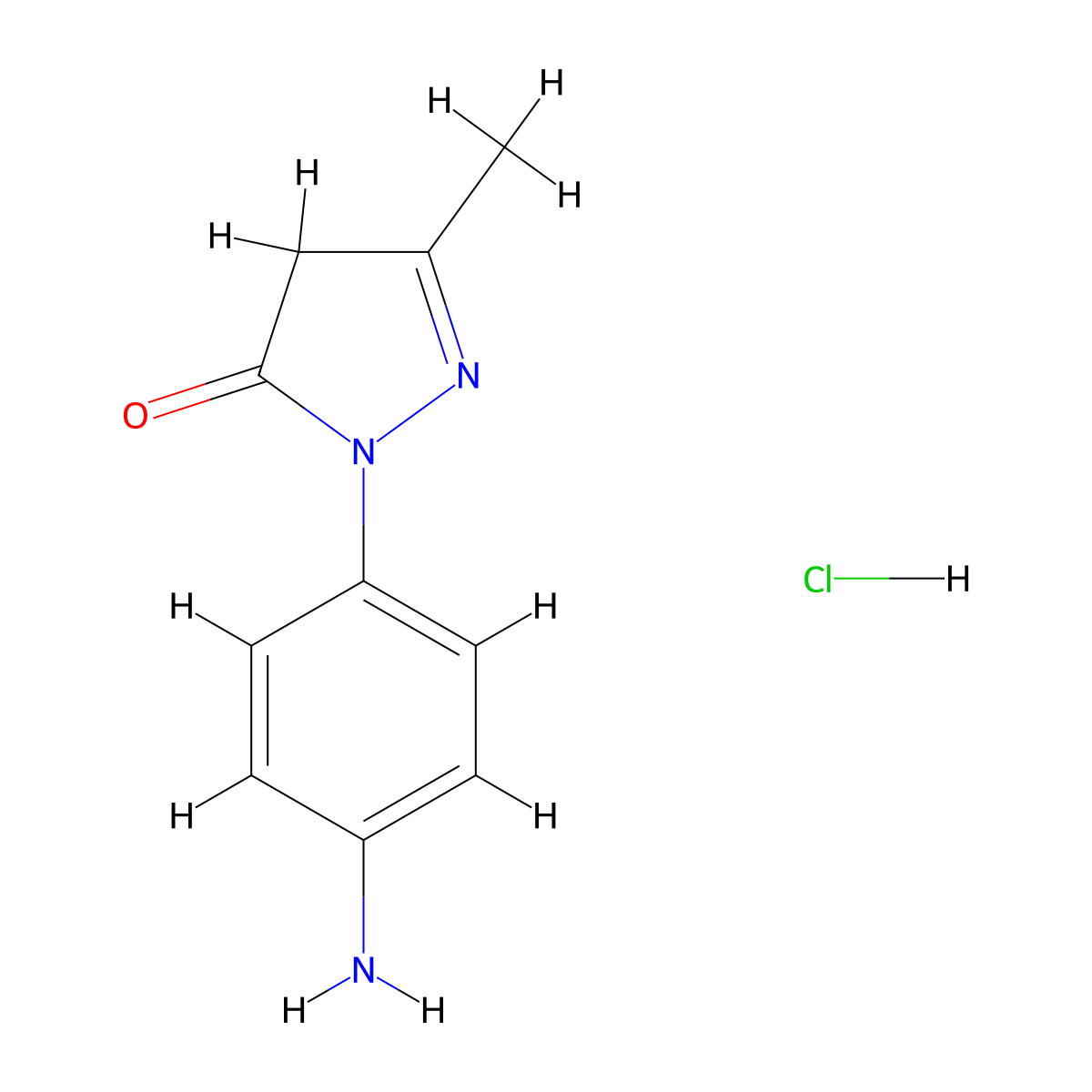 2-(4-Aminophenyl)-5-methyl-2,4-dihydro-3H-pyrazol-3-one hydrochloride molecular structure, CAS 59994-27-3