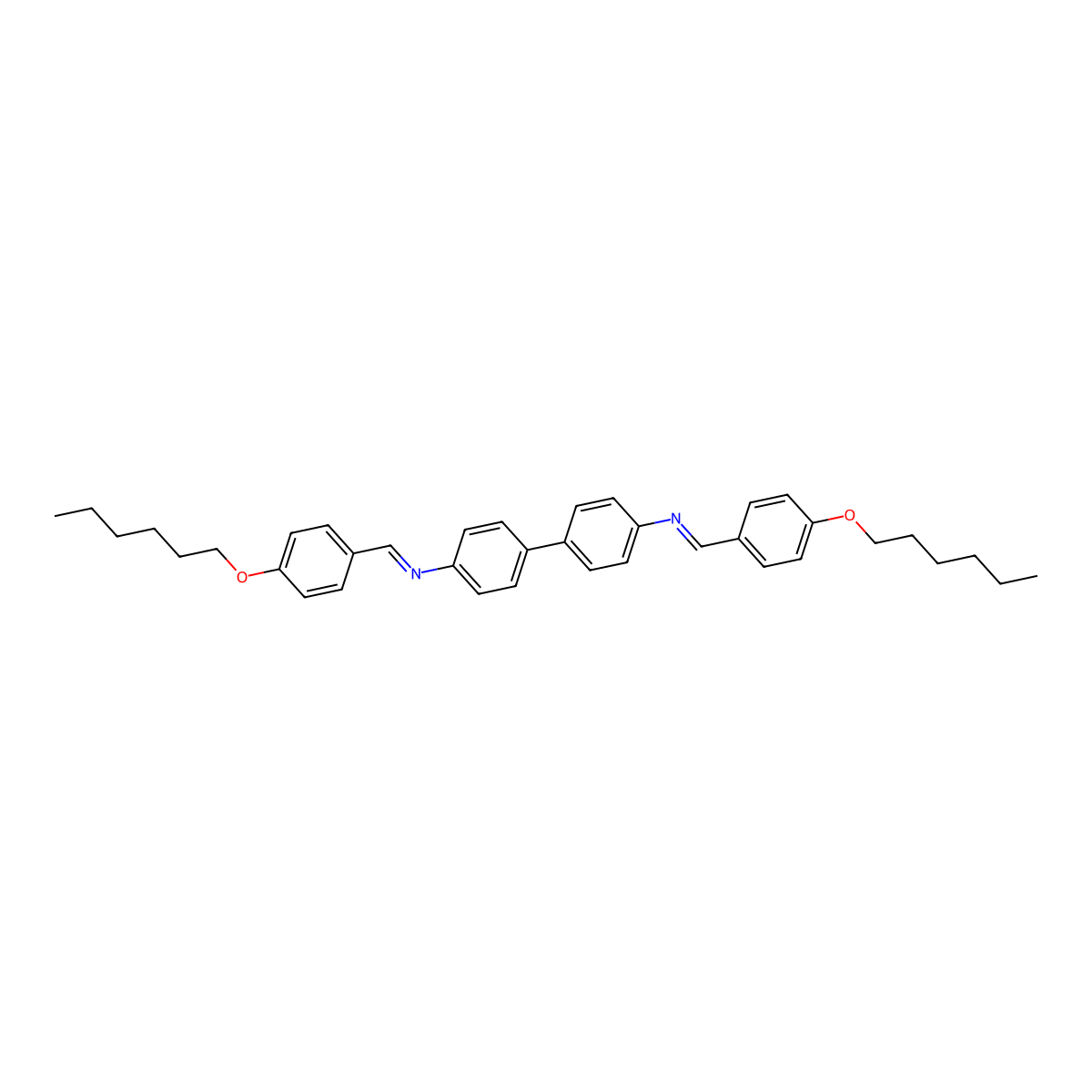 [1,1'-Biphenyl]-4,4'-diamine, N,N'-bis[[4-(hexyloxy)phenyl]methylene]- molecular structure, CAS 59996-28-0
