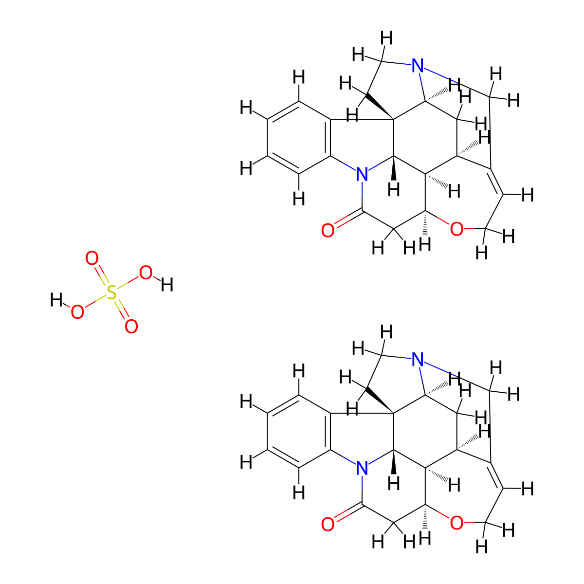Strychnine sulfate molecular structure, CAS 60-41-3