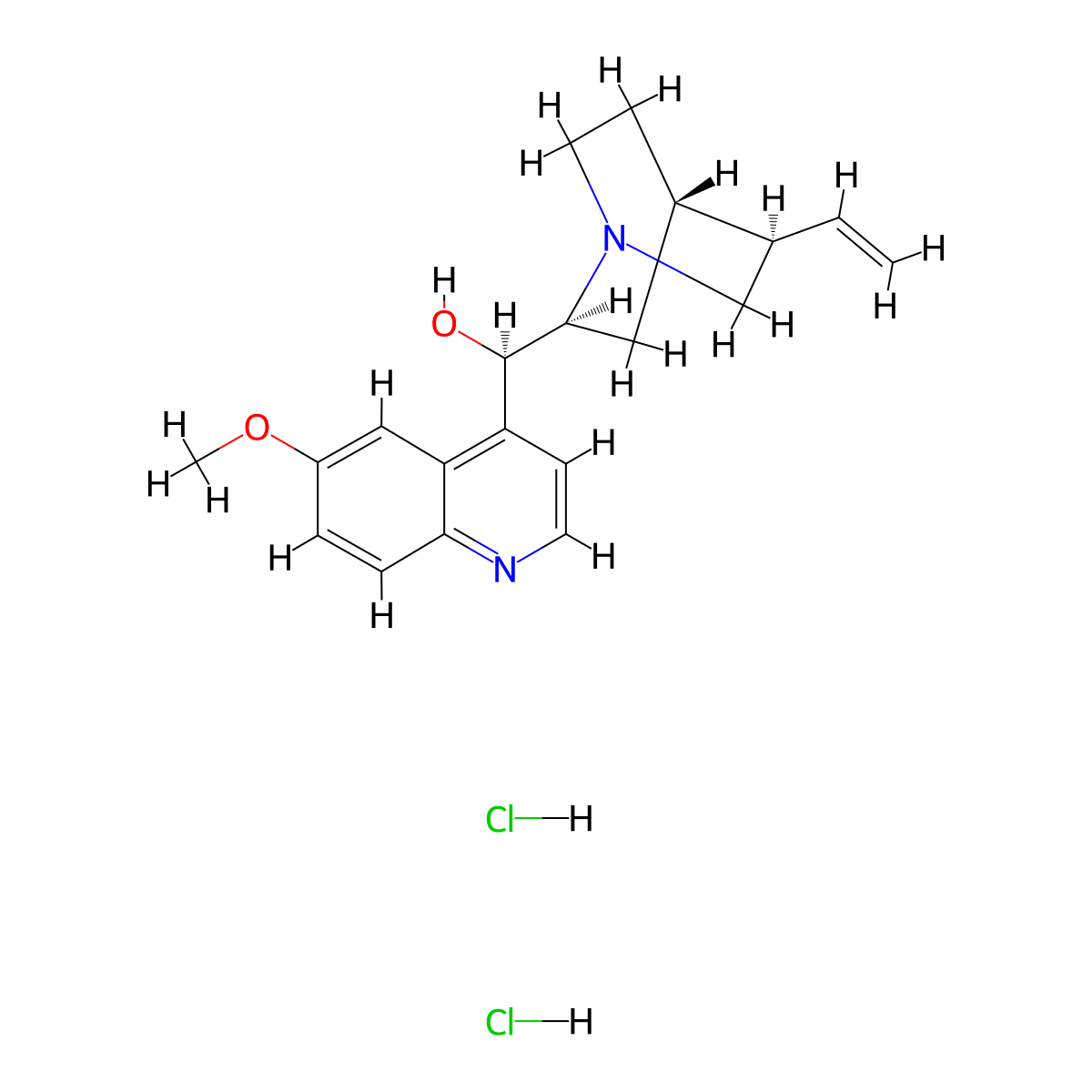 (-)-Quinine dihydrochloride molecular structure, CAS 60-93-5