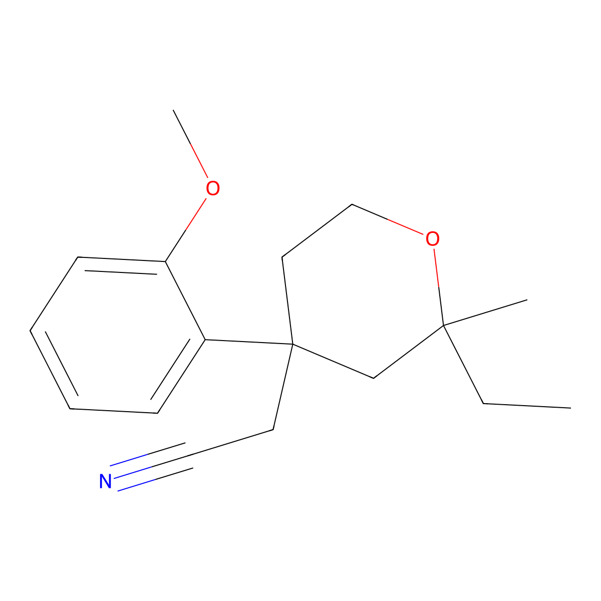 [2-Ethyl-4-(2-methoxyphenyl)-2-methyloxan-4-yl]acetonitrile molecular structure, CAS 6000-14-2