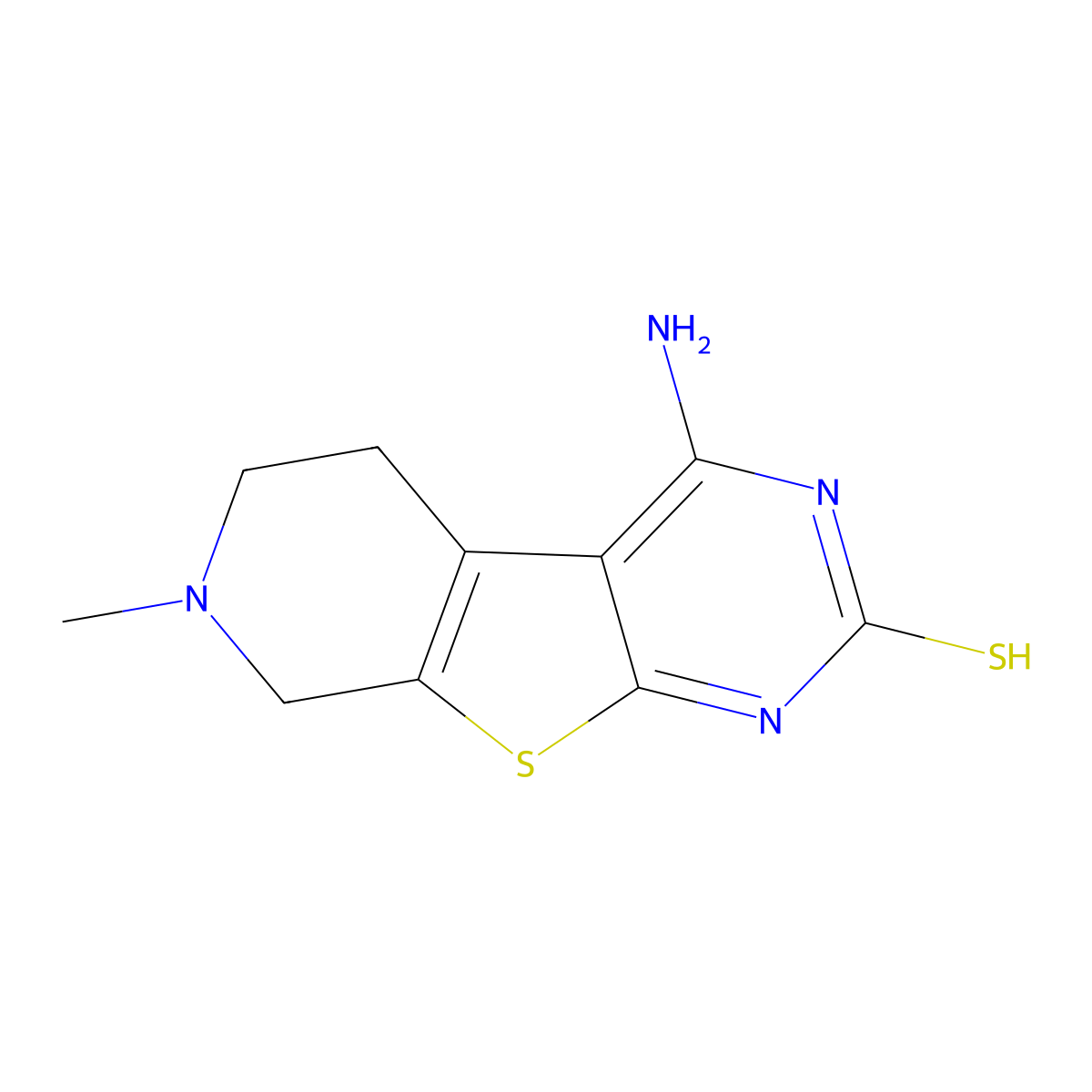 4-Amino-7-methyl-5,6,7,8-tetrahydropyrido[4',3':4,5]thieno[2,3-d]pyrimidine-2-thiol molecular structure, CAS 6000-30-2