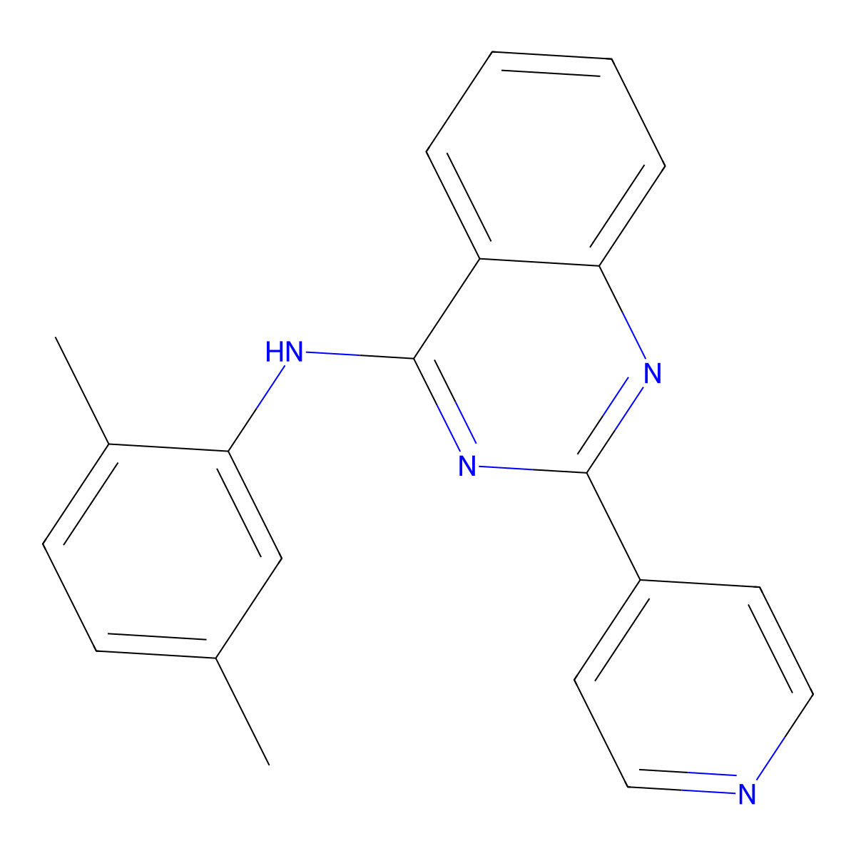 N-(2,5-dimethylphenyl)-2-pyridin-4-ylquinazolin-4-amine molecular structure, CAS 6000-31-3