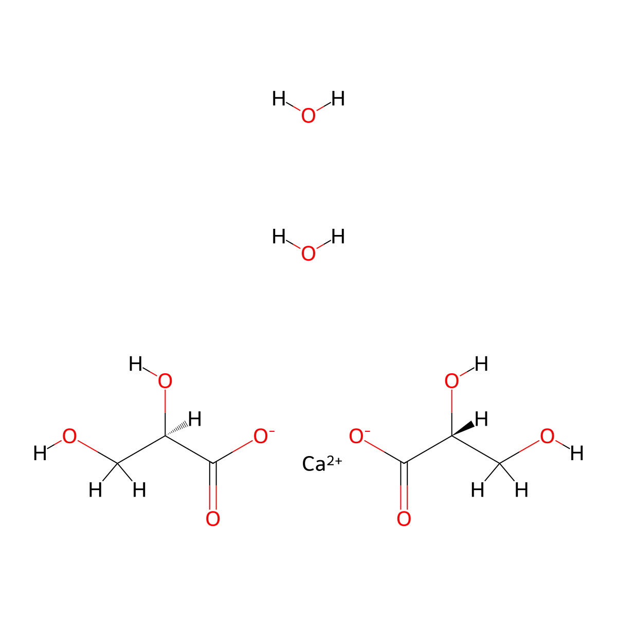 Glyceric acid calcium dihydrate, D- molecular structure, CAS 6000-41-5