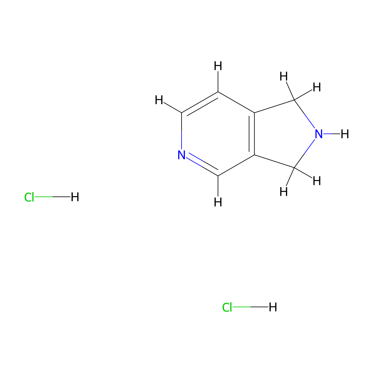 1H,2H,3H-pyrrolo(3,4-c)pyridine dihydrochloride molecular structure, CAS 6000-50-6