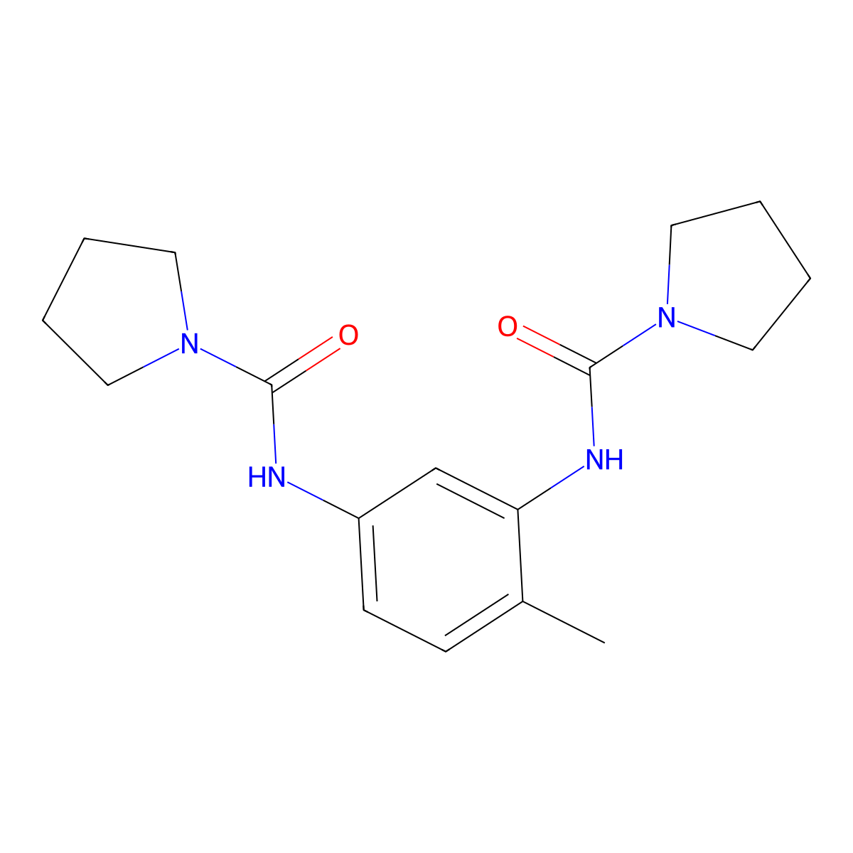 1-Pyrrolidinecarboxamide, N,N'-(4-methyl-1,3-phenylene)bis- molecular structure, CAS 60006-11-3