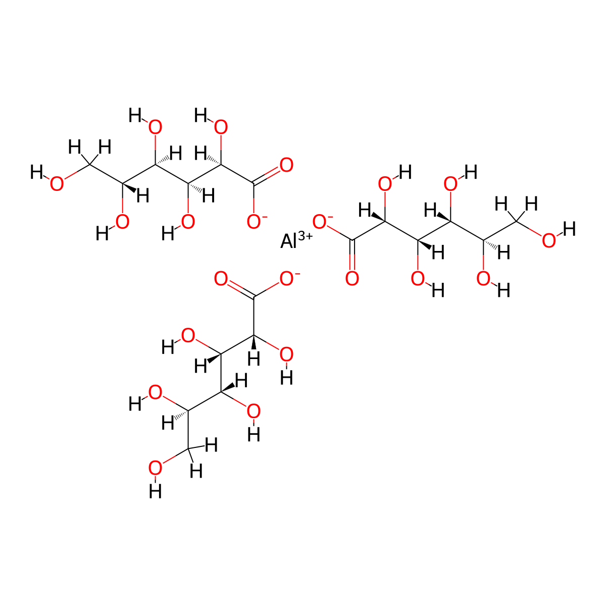 Aluminum gluconate molecular structure, CAS 60007-93-4