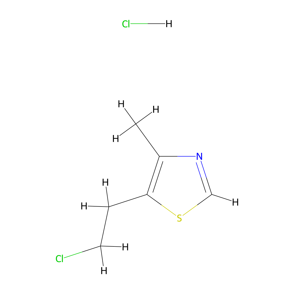 Clomethiazole hydrochloride molecular structure, CAS 6001-74-7