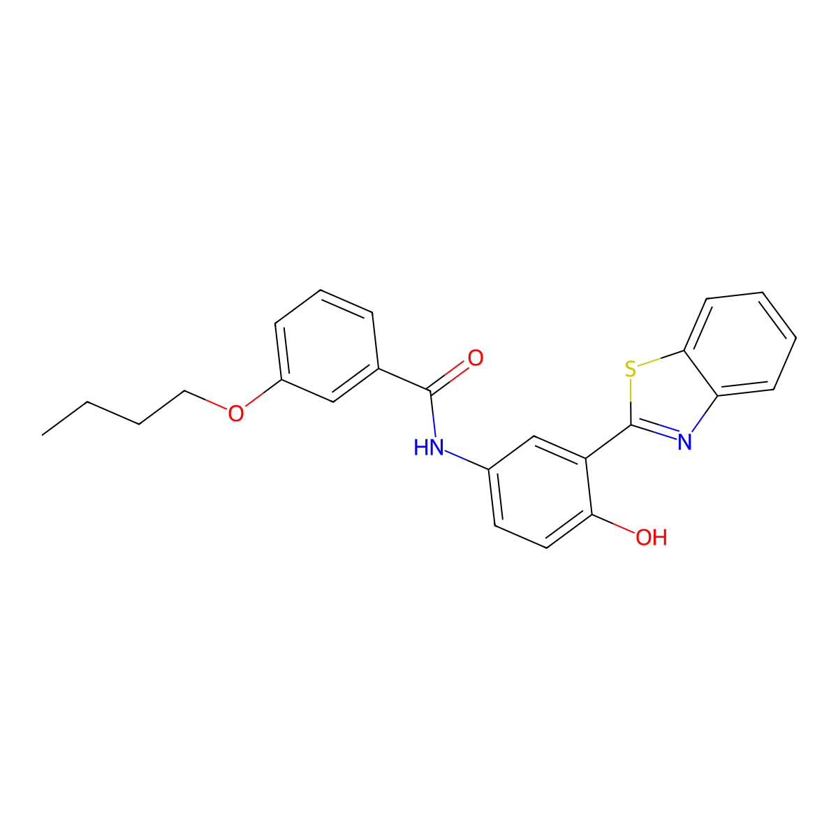 N-[3-(1,3-Benzothiazol-2-YL)-4-hydroxyphenyl]-3-butoxybenzamide molecular structure, CAS 6001-90-7