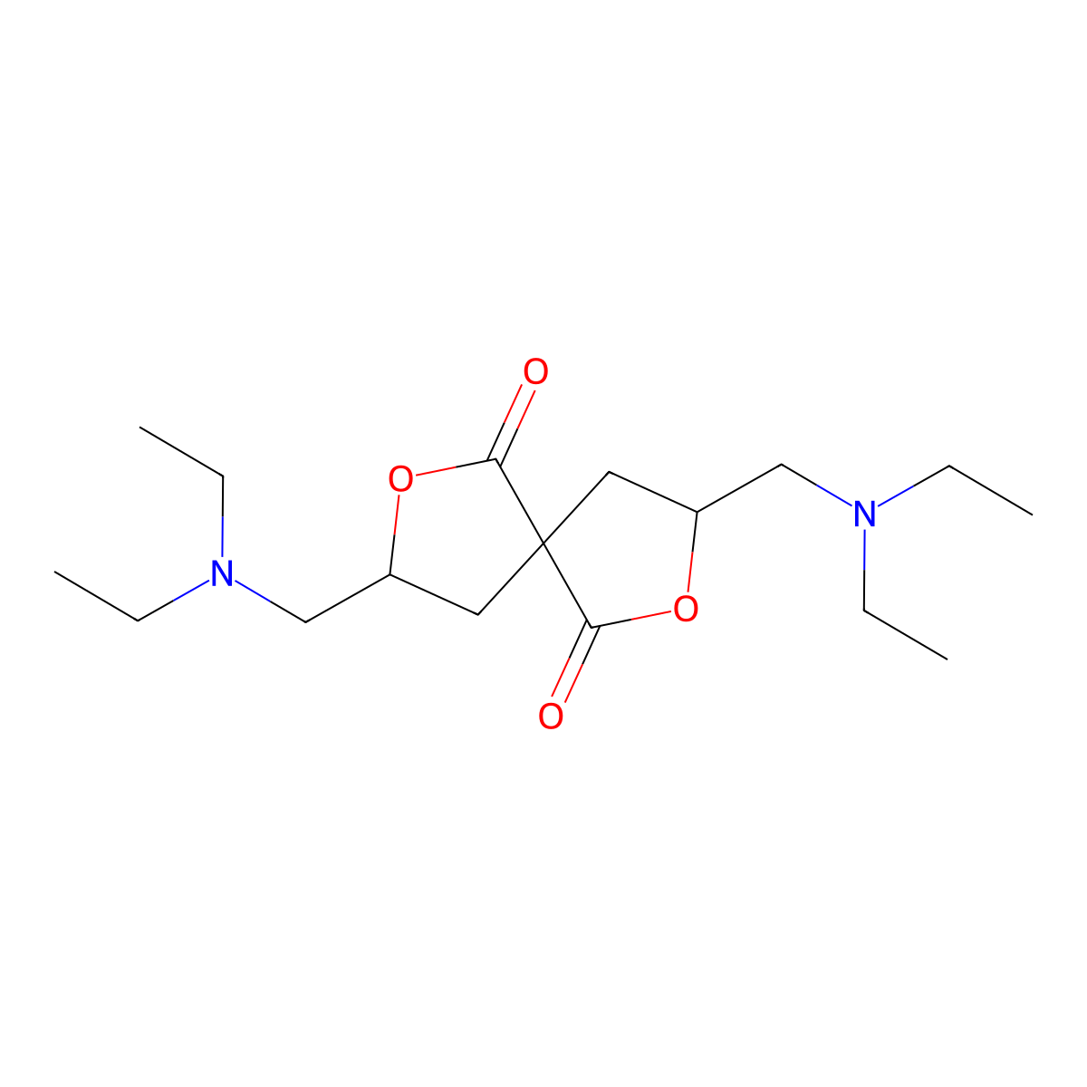 2,7-Dioxaspiro(4.4)nonane-1,6-dione, 3,8-bis((diethylamino)methyl)- molecular structure, CAS 60012-88-6