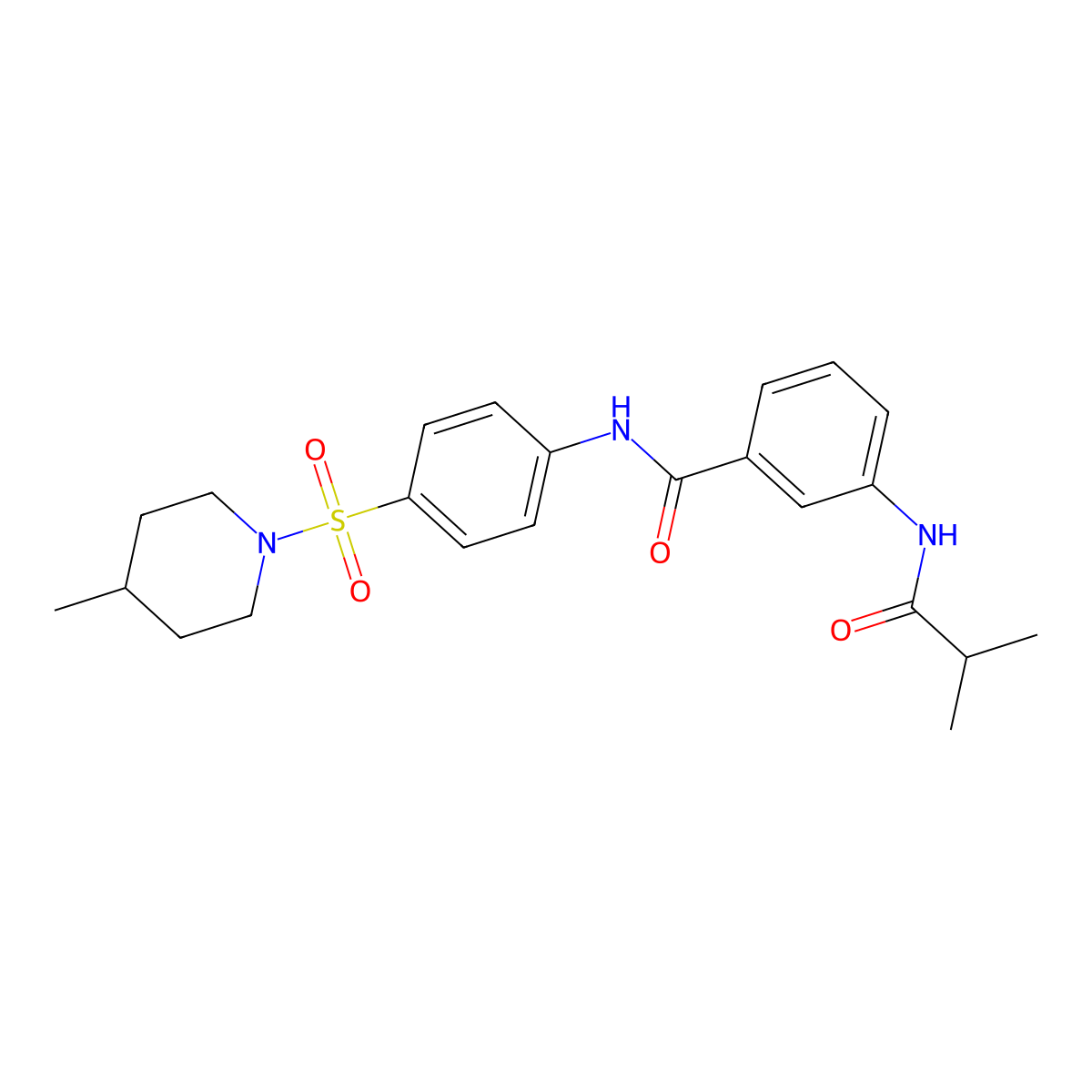 N-[4-(4-methylpiperidin-1-yl)sulfonylphenyl]-3-(2-methylpropanoylamino)benzamide molecular structure, CAS 600122-04-1