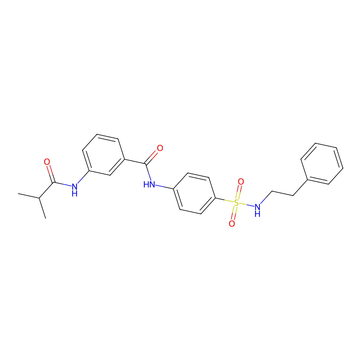 3-[(2-methylpropanoyl)amino]-N-{4-[(2-phenylethyl)sulfamoyl]phenyl}benzamide molecular structure, CAS 600122-08-5