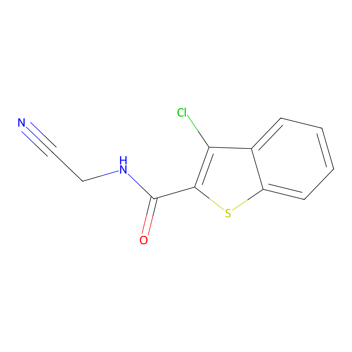 3-chloro-N-(cyanomethyl)-1-benzothiophene-2-carboxamide molecular structure, CAS 600122-15-4