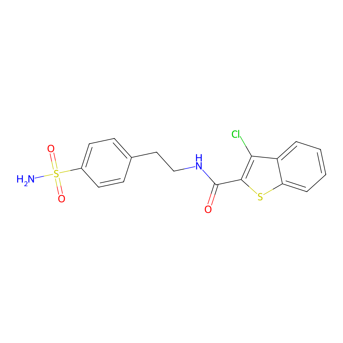 3-chloro-N-[2-(4-sulfamoylphenyl)ethyl]-1-benzothiophene-2-carboxamide molecular structure, CAS 600122-24-5