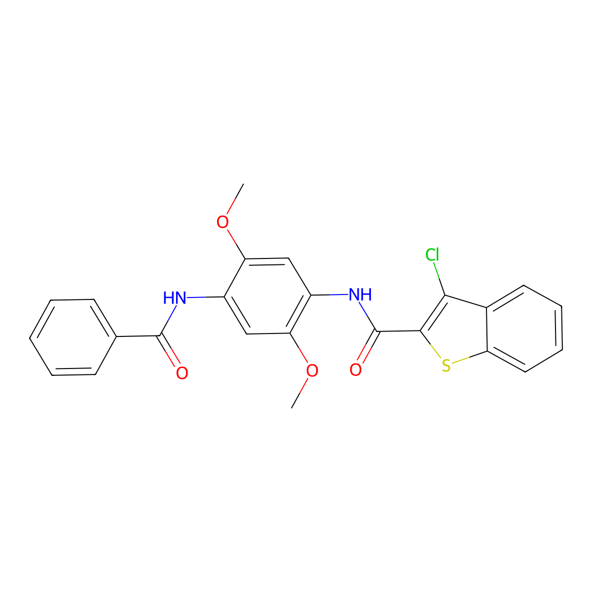 N-(4-benzamido-2,5-dimethoxyphenyl)-3-chloro-1-benzothiophene-2-carboxamide molecular structure, CAS 600122-28-9