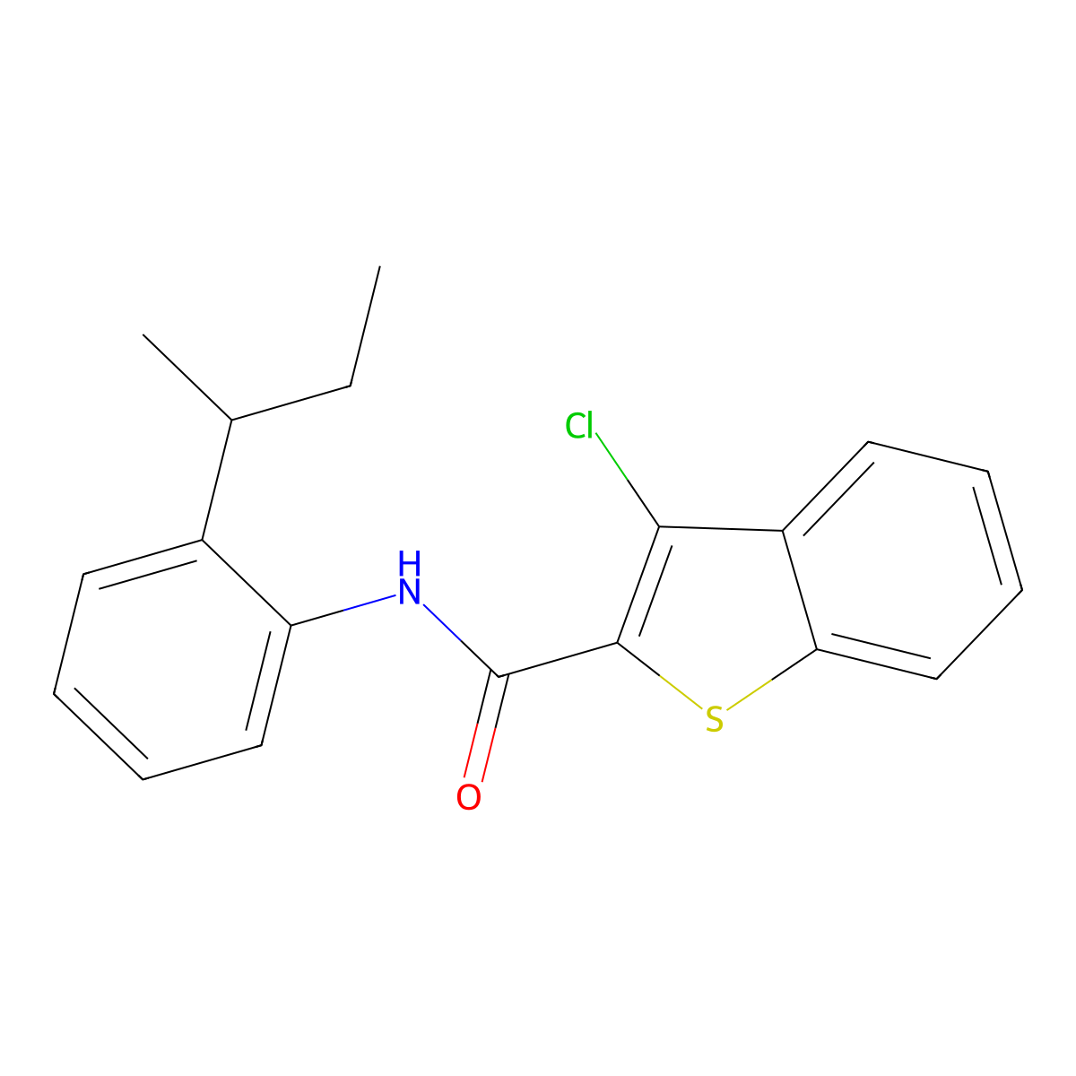 N-[2-(butan-2-yl)phenyl]-3-chloro-1-benzothiophene-2-carboxamide molecular structure, CAS 600122-31-4