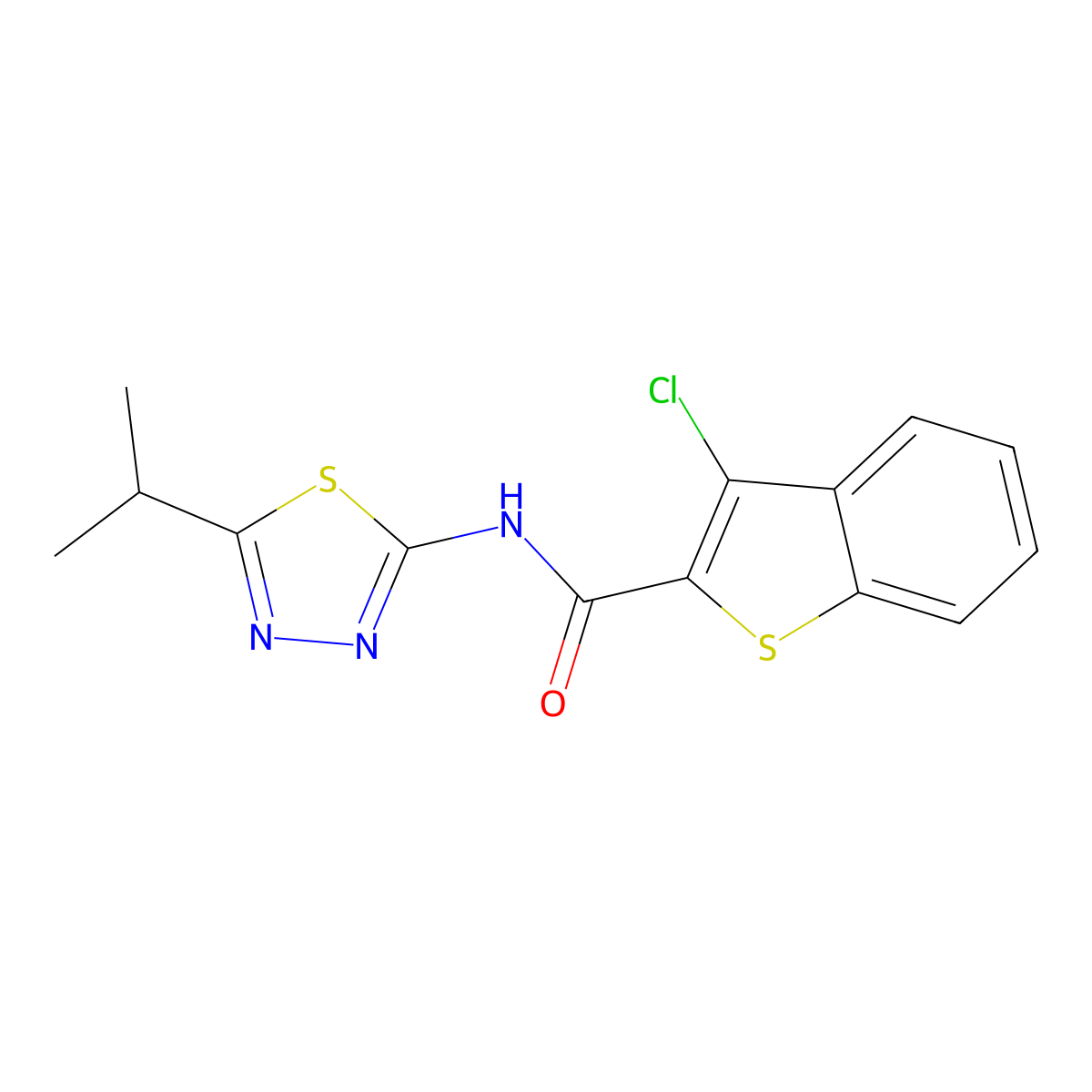 3-chloro-N-(5-propan-2-yl-1,3,4-thiadiazol-2-yl)-1-benzothiophene-2-carboxamide molecular structure, CAS 600122-40-5