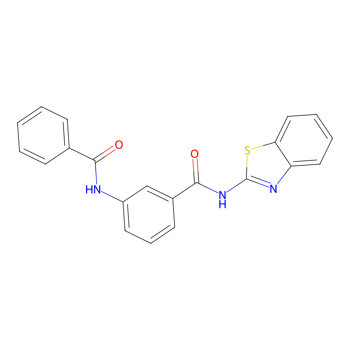 3-benzamido-N-(1,3-benzothiazol-2-yl)benzamide molecular structure, CAS 600124-34-3