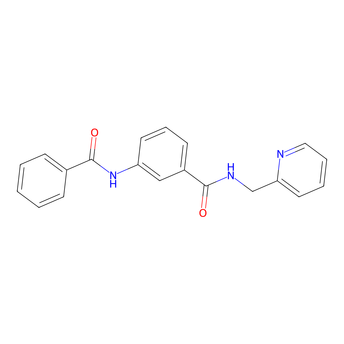3-benzamido-N-(pyridin-2-ylmethyl)benzamide molecular structure, CAS 600124-44-5