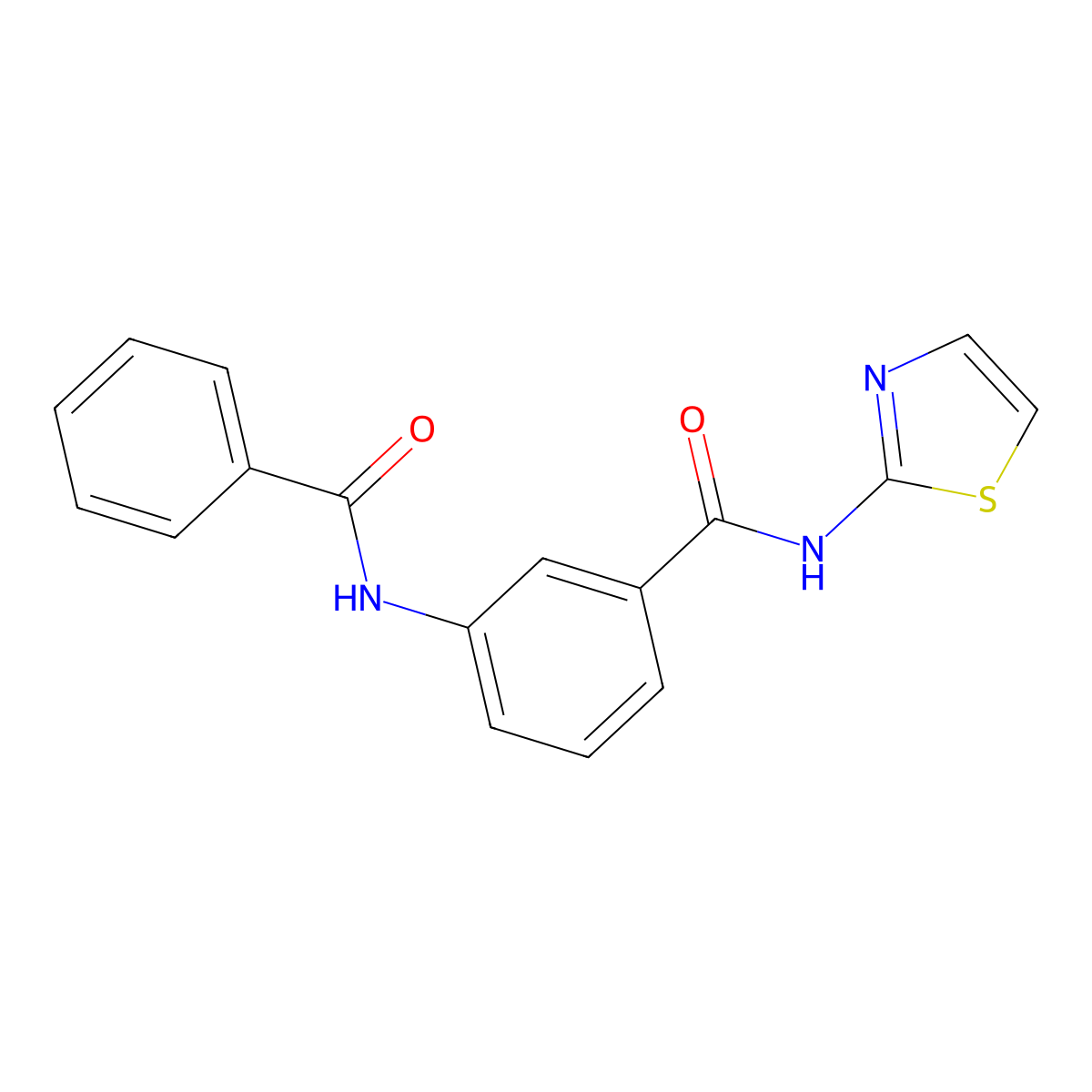 3-benzamido-N-(1,3-thiazol-2-yl)benzamide molecular structure, CAS 600124-57-0