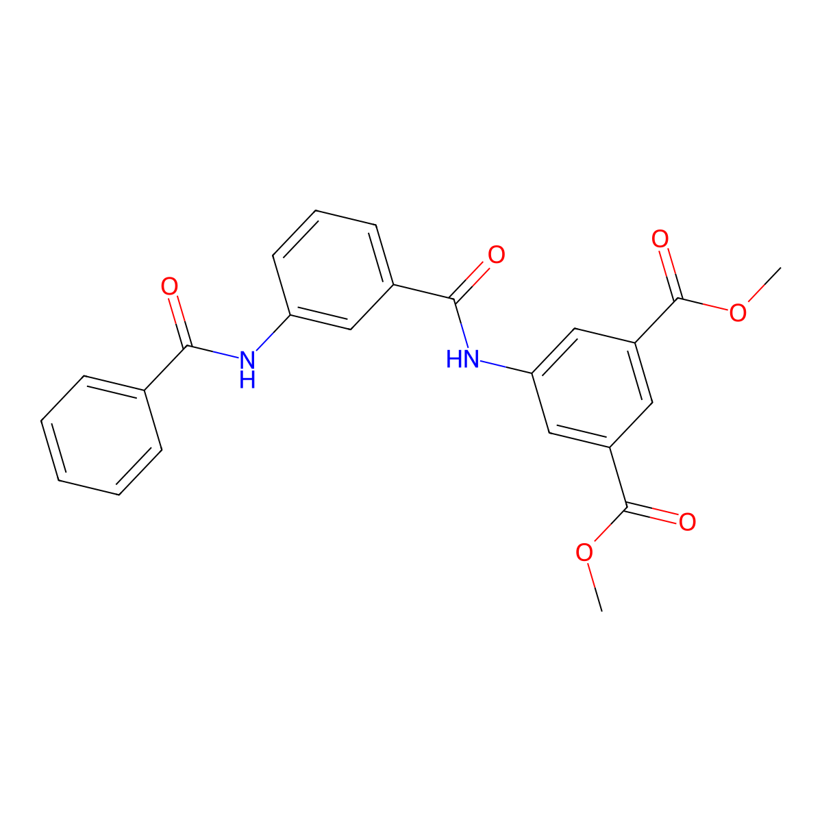 Dimethyl 5-[({3-[(phenylcarbonyl)amino]phenyl}carbonyl)amino]benzene-1,3-dicarboxylate molecular structure, CAS 600124-60-5