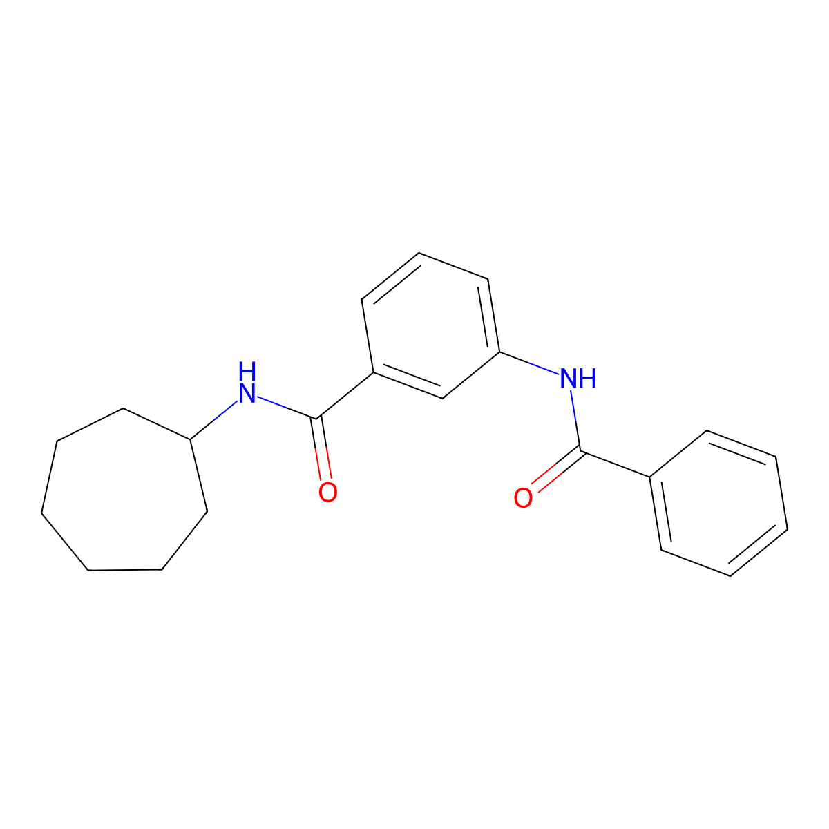 3-benzamido-N-cycloheptylbenzamide molecular structure, CAS 600124-89-8